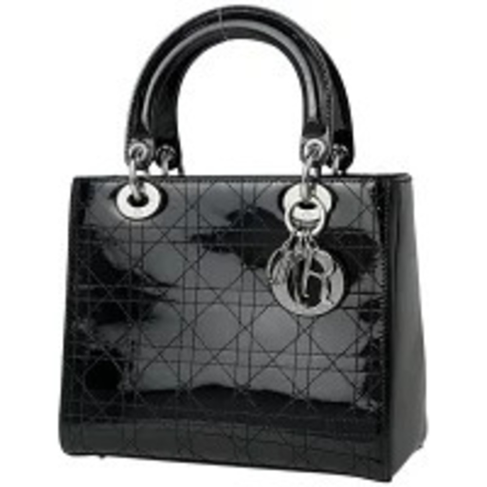 Christian Dior Lady Cannage Enamel Shoulder Bag Handbag Patent Vernis Leather